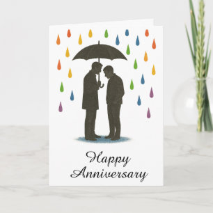 Carte Couple gay sous parapluie Anniversaire de la Fiert