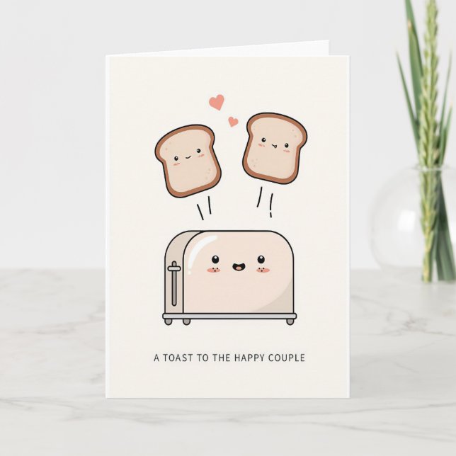 Carte couple heureux, mariage, toast (Devant)