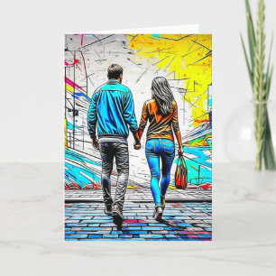 Carte Couple Holding Hands Street Art Love You Lots