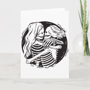 Carte Couple lesbien fierté Lgbtq squelettes s'embrassan