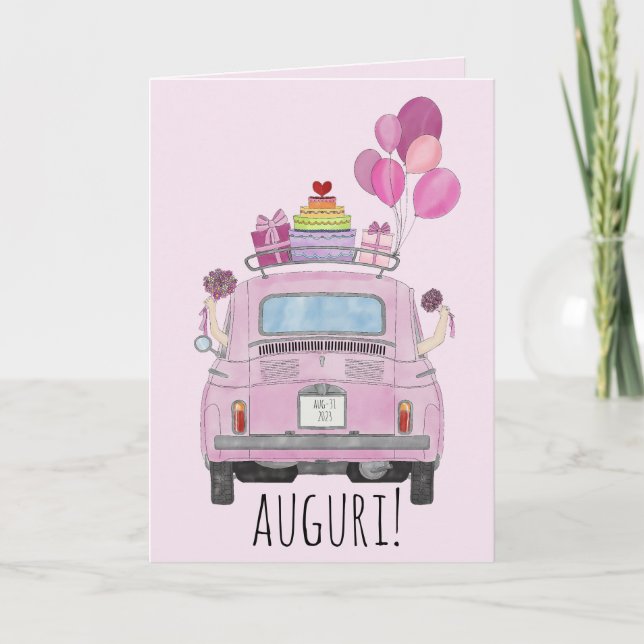 Carte couple lesbien italien Mariage Jour Fiat 500 (Devant)
