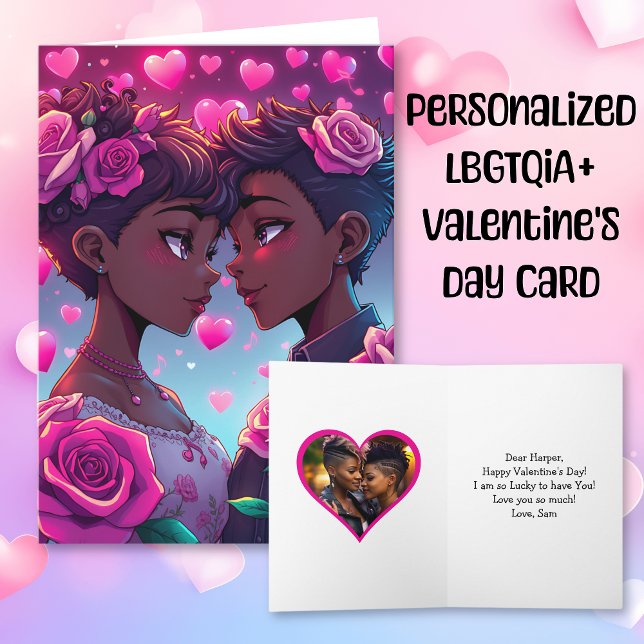 Carte Couple LGBT Anime Saint-Valentin Personnalisé (Créateur téléchargé)