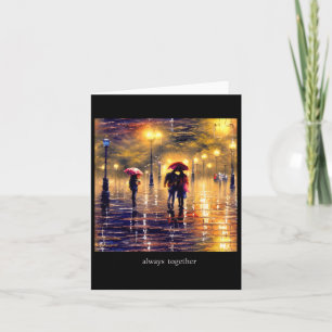 Carte Couple Marchant Dans Le Sticker De Pluie