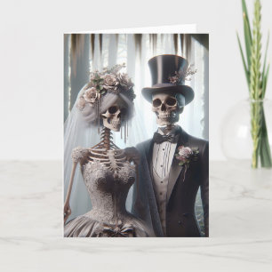 Carte Couple Mariage Halloween en forêt Éffrayante