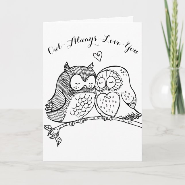 Carte Couple Mignon Hibou T'aime Toujours (Devant)
