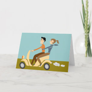 Carte Couple qui aime les scooters