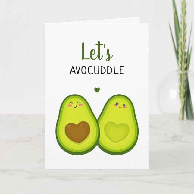 Carte Couple romantique mignon avec avocat câlin d'amour (Devant)