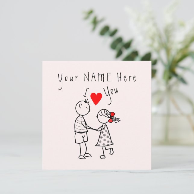 Carte Couple Valentine's Day avec nom personnalisé (Debout devant)