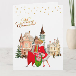 Carte Couple vintage 1950 Joyeux Noël