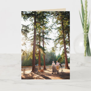 Carte Couple walking in sunshine with Victorian cycles