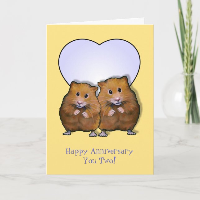 Carte Couples de hamster, anniversaire heureux ; Les (Devant)