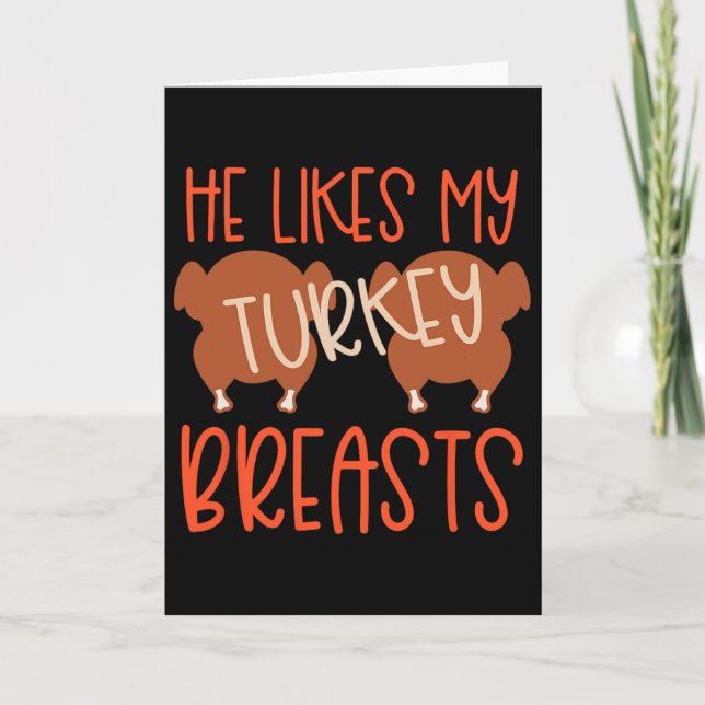 Carte Couples De Thanksgiving Turquie Breast Elle Aime M (Devant)