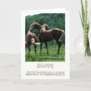 Carte Couples vifs d'anniversaire de chevaux