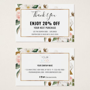 Carte Coupon blanc Blush Magnolia Floral