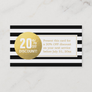 Carte Coupon de réduction - Étiquette d'or noir et