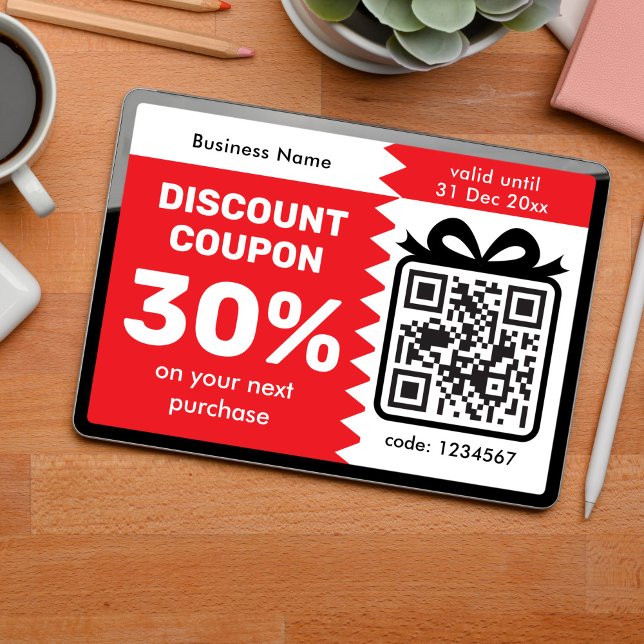 Carte Coupon de réduction numérique avec logo code QR vi (Créateur téléchargé)