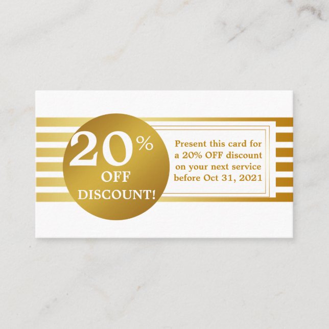 Carte Coupon Étiquette Blue and White Gold (Devant)