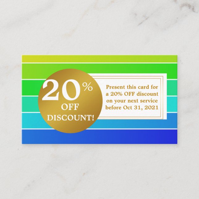 Carte Coupon Étiquette Blue and White Gold (Devant)
