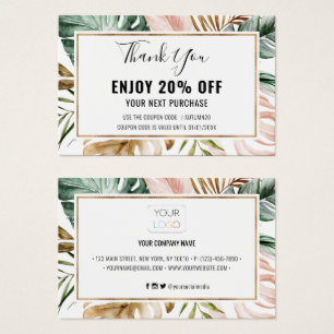Carte Coupon Feuille Tropical d'été