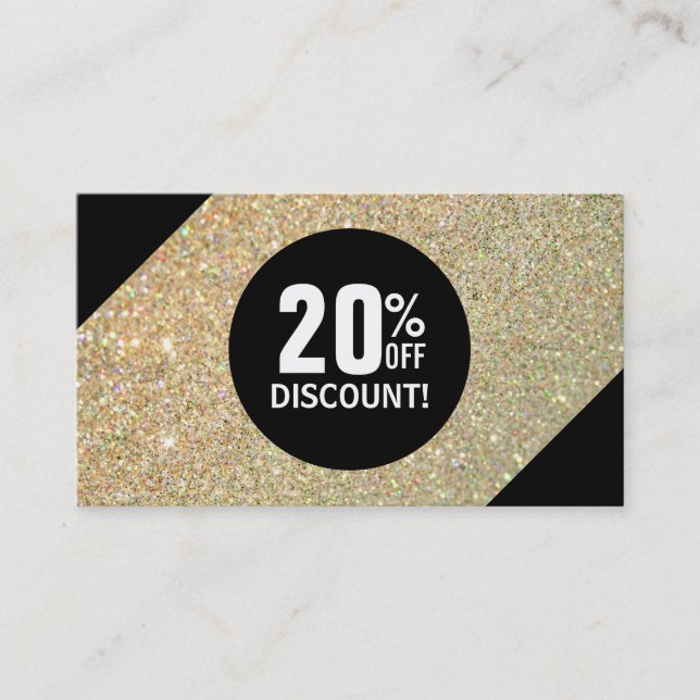 Carte Coupon Gold Parties scintillant Black Mode (Devant)