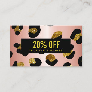 Carte Coupon Rose or Leopard Parties scintillant é