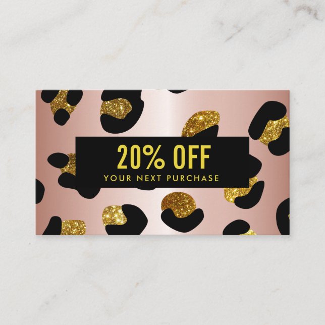 Carte Coupon Rose or Leopard Parties scintillant é (Devant)