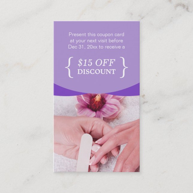 Carte Coupon Violet Floral Nail Salon SPA (Devant)