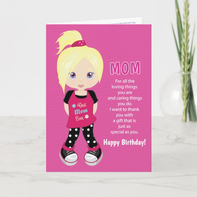 Carte Coupons d'anniversaire pour maman - Blonde Girl Ca (Devant)