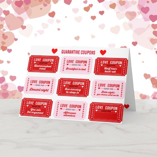 Carte Coupons Heureuse Sainte-Valentin Jouer rose rouge (Créateur téléchargé)