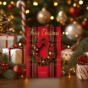 Carte Courbe de Noël rouge classique pliée