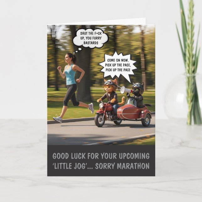 Carte Coureur de Marathon Chanceux Drôle à Thème (Devant)