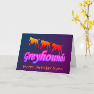 Carte Courir Rainbow Greyhounds Personnalisé Anniversair