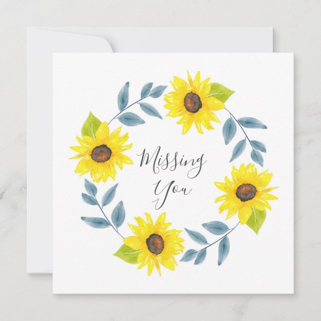 Carte Couronne aquarelle de tournesols 2 (Devant)