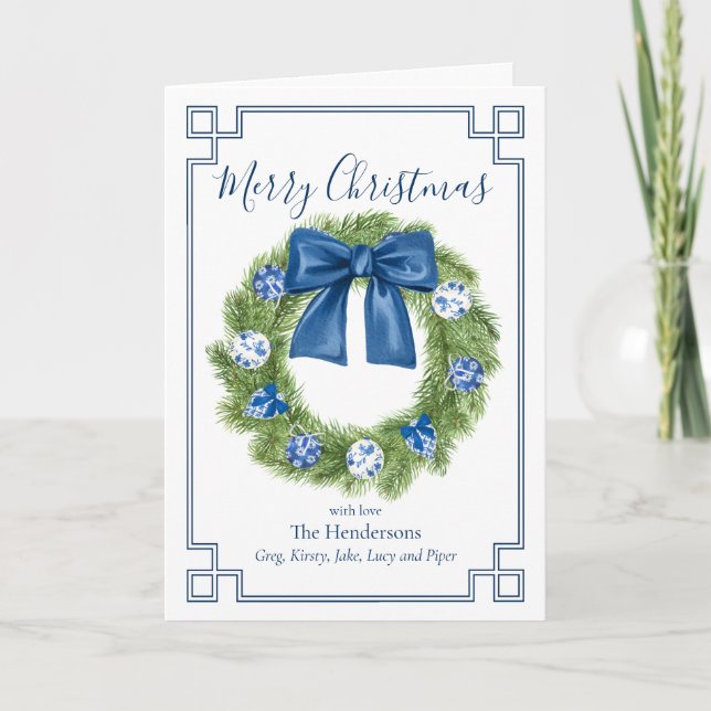 Carte Couronne bleue et blanche de chinoiserie  (Devant)