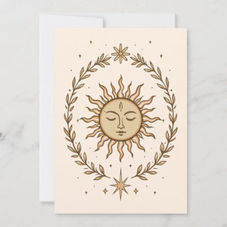 Carte Couronne botanique de visage solaire Litha Art cél