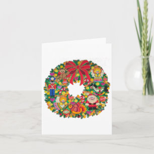 Carte Couronne brodée Joyeux Noël