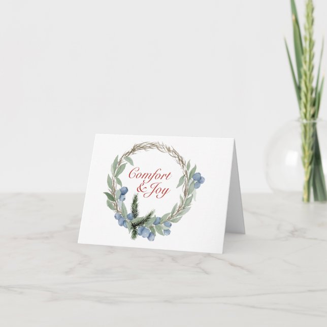 Carte Couronne de baies d'hiver à l'aquarelle (Devant)