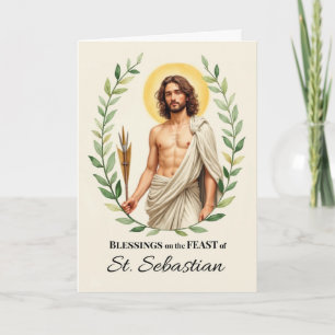 Carte Couronne de feuilles pour la fête de la Saint-Séba