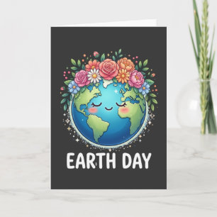 Carte Couronne de fleurs Kawaii amoureux de la Terre pou