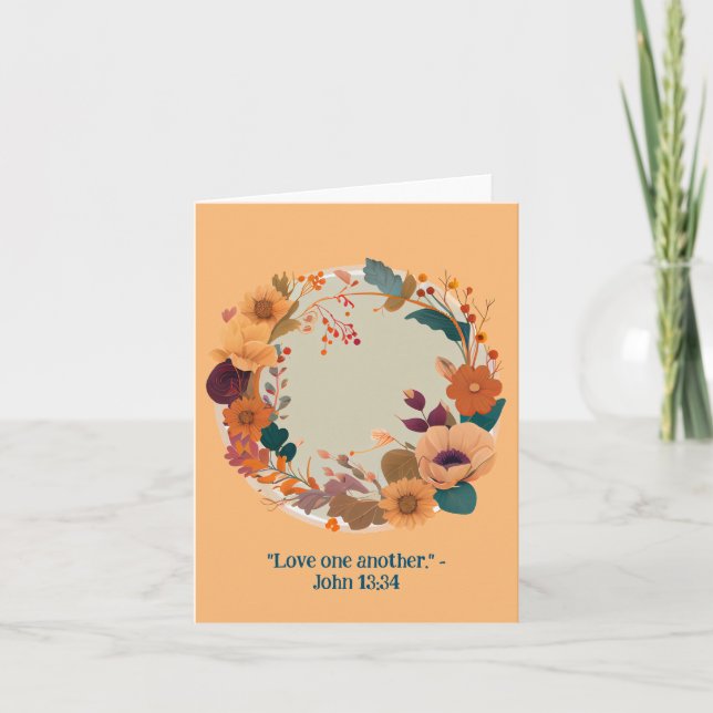 Carte Couronne de fleurs séchées radieuses religieuses (Devant)