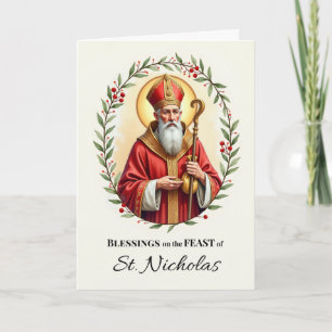 Carte Couronne de houx pour la fête de la Saint-Nicolas