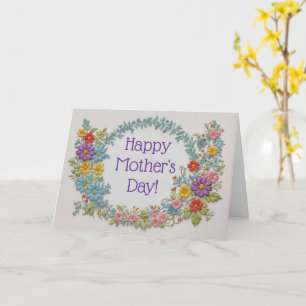 Carte Couronne de look broderie Fête des mères