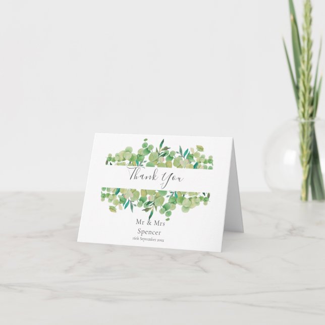 Carte Couronne de mariage de remerciement de verdure d'e (Devant)