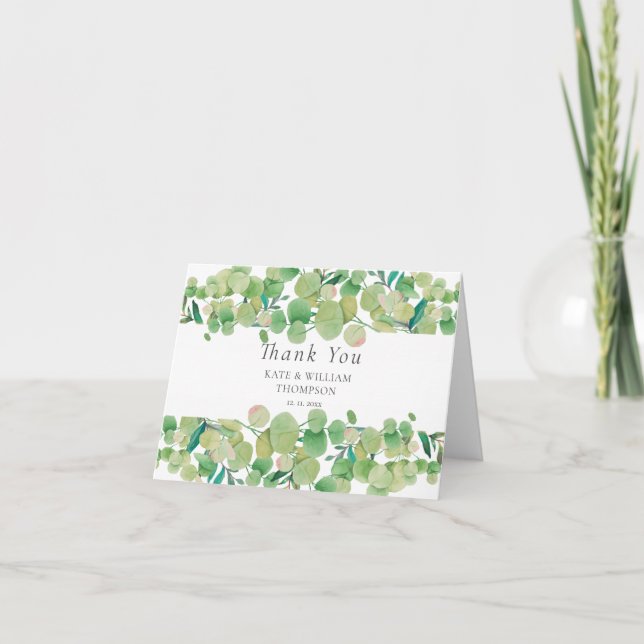Carte Couronne de mariage remerciements Eucalyptus Verdu (Devant)