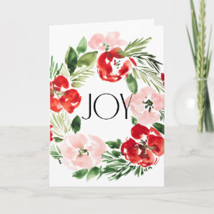 Carte Couronne de Noël aquarelle Joy belle