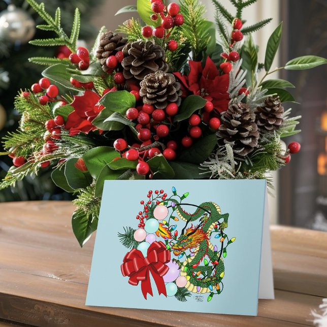 Carte Couronne de Noël Dragon Chinois Fantastique (Créateur téléchargé)