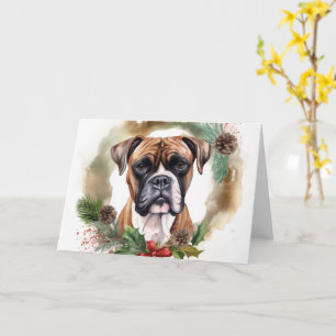 Carte Couronne de Noël festive de Boxer