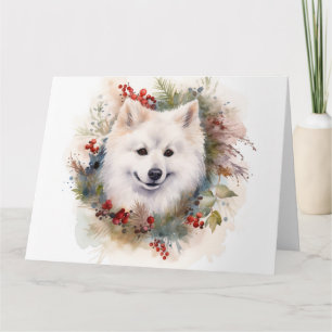 Carte Couronne de Noël festive de chien Esquimau américa