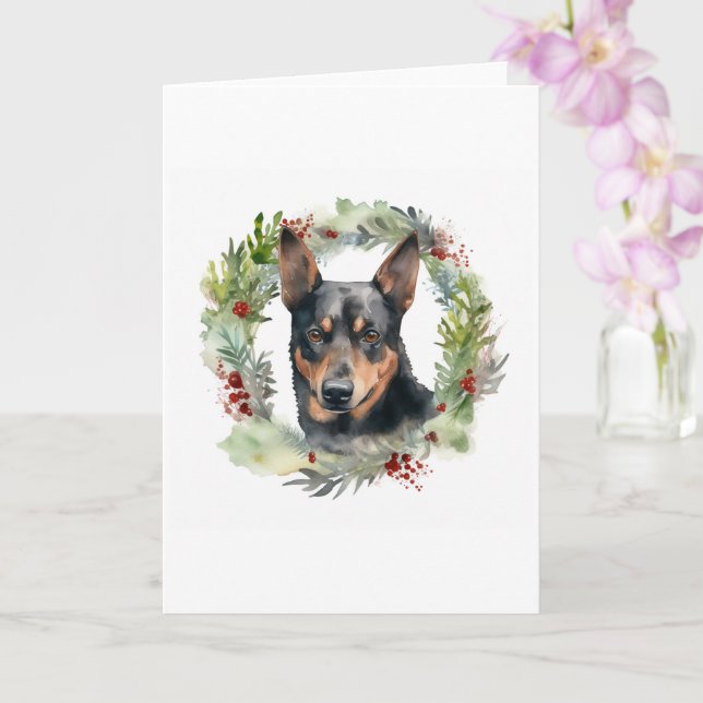 Carte Couronne de Noël festive de Kelpie australien (Orchidée)