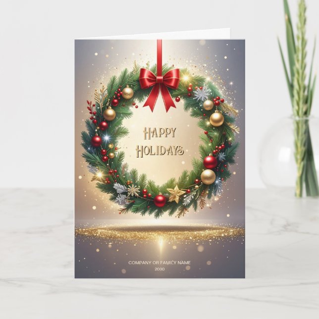 Carte Couronne de Noël festive Fêtes (Devant)